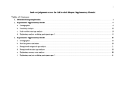 Sunk-cost judgements across the child to adult lifespan: Supplementary Material