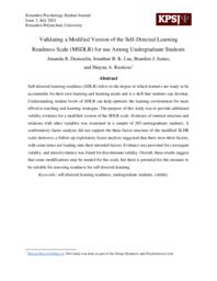 Validating a Modified Version of the Self-Directed Learning Readiness Scale (MSDLR) for use Among Undergraduate Students