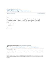 Culture in the History of Psychology in Canada