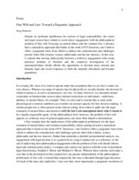 Free Will and Law: Toward a Pragmatic Approach