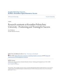 Research assistants at Kwantlen Polytechnic University : Positioning and Training for Success