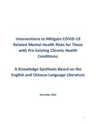 Interventions to Mitigate COVID-19 Related Mental Health Risks for Those with Pre-Existing Chronic Health Conditions