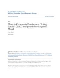 Minority Community Development: Testing Landry's (2012) Intergroup Ethno-Linguistic Model